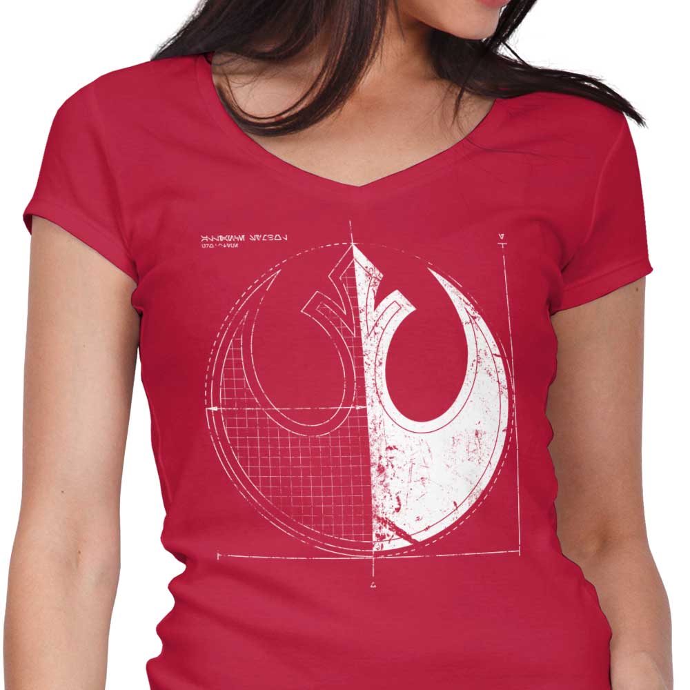 Rebellion Blueprint Women's V-Neck - Adult & Kids T-Shirts, Sweatshirts & Hoodies apparel design preview 1