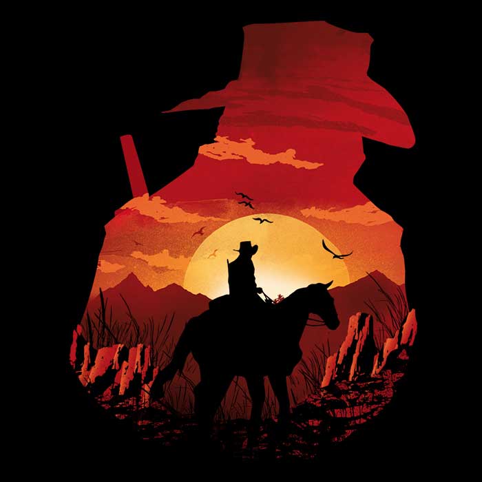 Red Dead Sunset - Adult & Kids T-Shirts, Sweatshirts & Hoodies apparel design preview 2