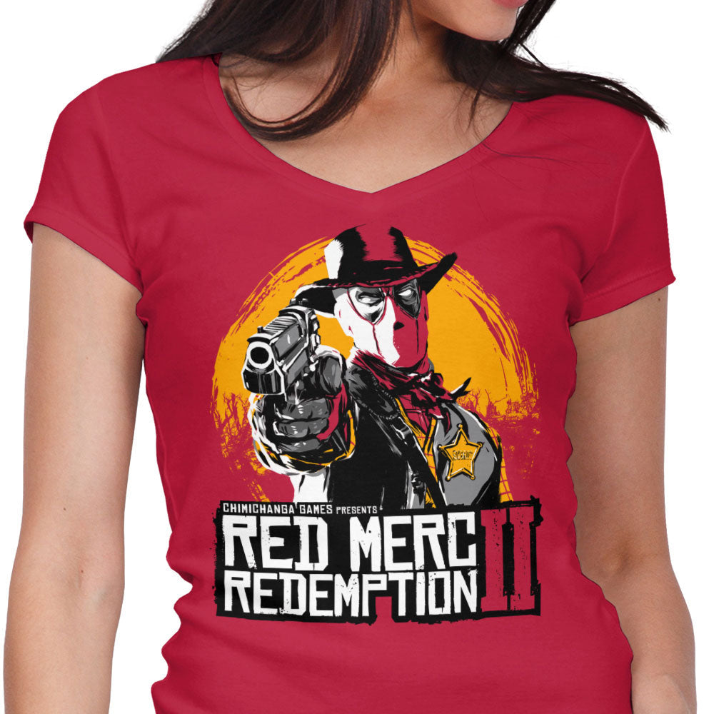 Red Merc Redemption Women's V-Neck - Adult & Kids T-Shirts, Sweatshirts & Hoodies apparel design preview 1