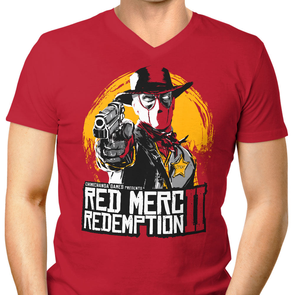 Red Merc Redemption Men's V-Neck - Adult & Kids T-Shirts, Sweatshirts & Hoodies apparel design preview 1