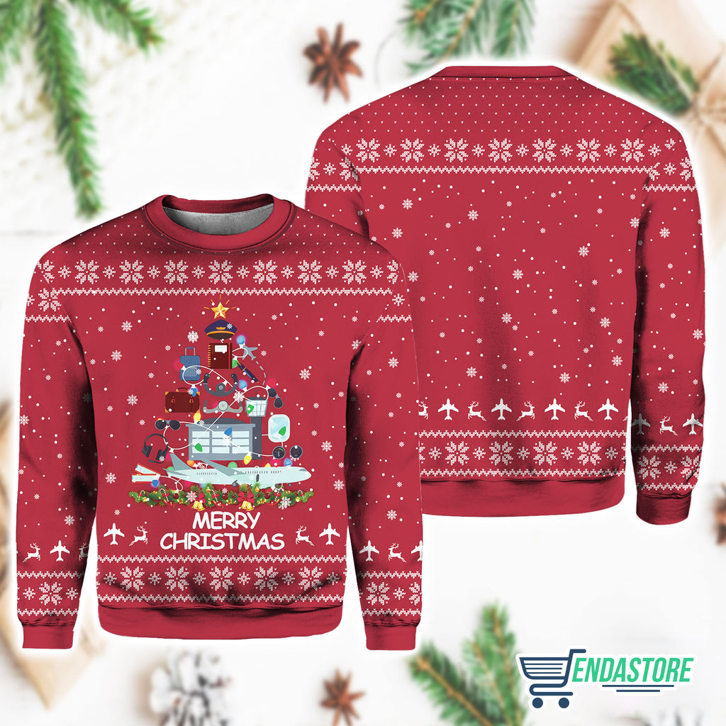 Red-Pilot Merry Christmas Tree Ugly Sweater Christmas 2025 product image
