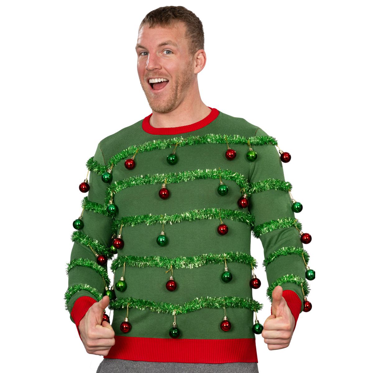 Green 3D Garland & Ornament Ugly Christmas Sweater product image