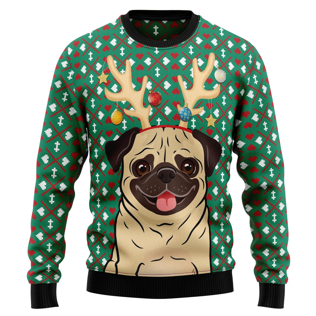 Reindeer Pug Christmas Ugly Christmas Sweater product image