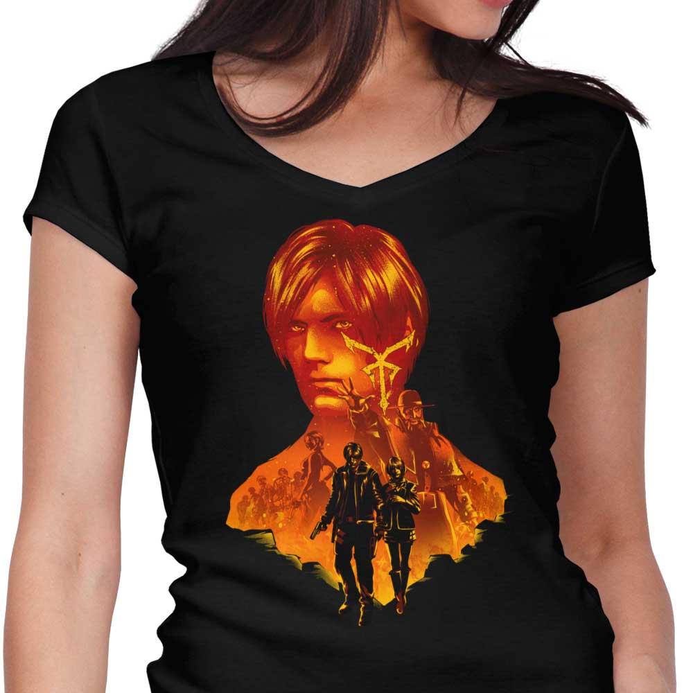 Resident Leon Women's V-Neck - Adult & Kids T-Shirts, Sweatshirts & Hoodies apparel design preview 1