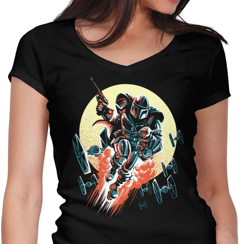 Retro Mando Women's V-Neck - Adult & Kids T-Shirts, Sweatshirts & Hoodies apparel design preview 1