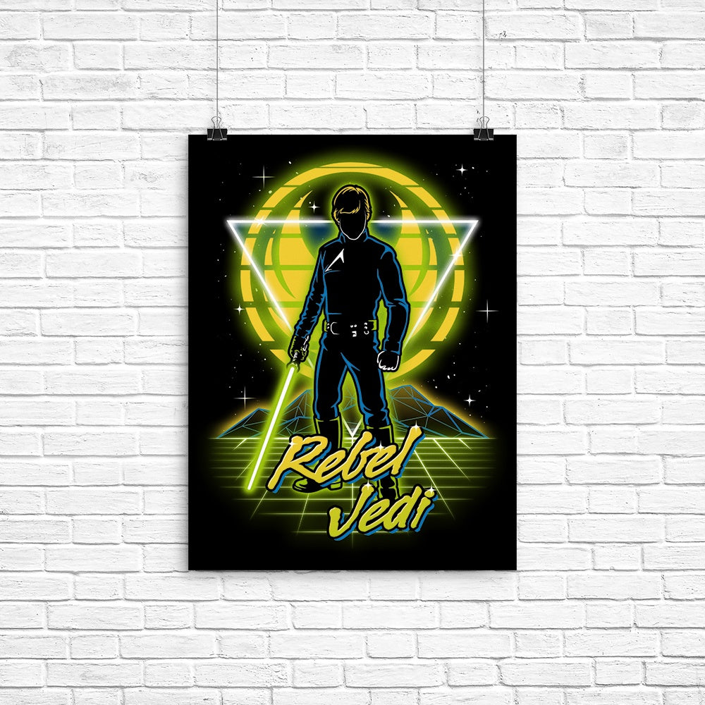 Retro Rebel Jedi Poster - Adult & Kids T-Shirts, Sweatshirts & Hoodies apparel design preview 1