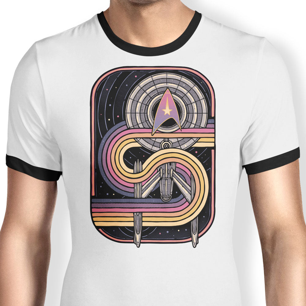Retro Voyage Ringer - Adult & Kids T-Shirts, Sweatshirts & Hoodies apparel design preview 1