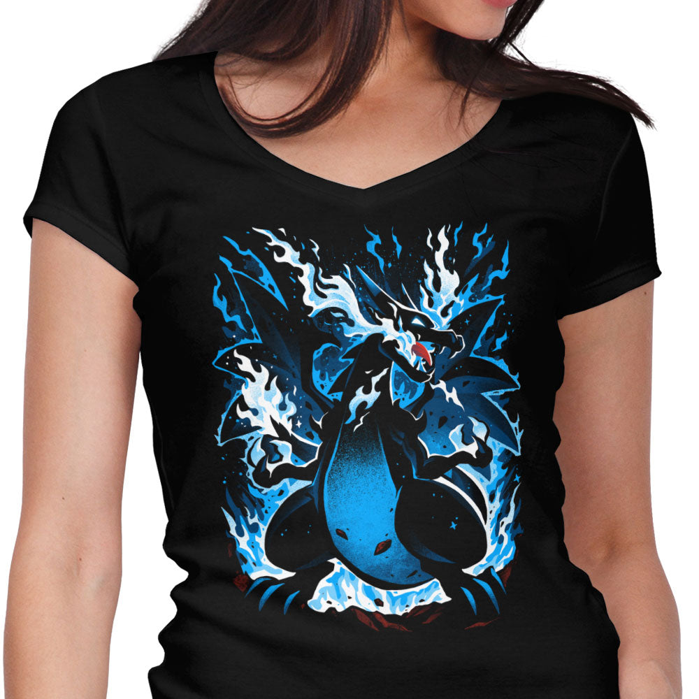 Roaring Blue Flames Women's V-Neck - Adult & Kids T-Shirts, Sweatshirts & Hoodies apparel design preview 1