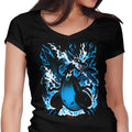 Roaring Blue Flames Women's V-Neck - Adult & Kids T-Shirts, Sweatshirts & Hoodies apparel design preview 1