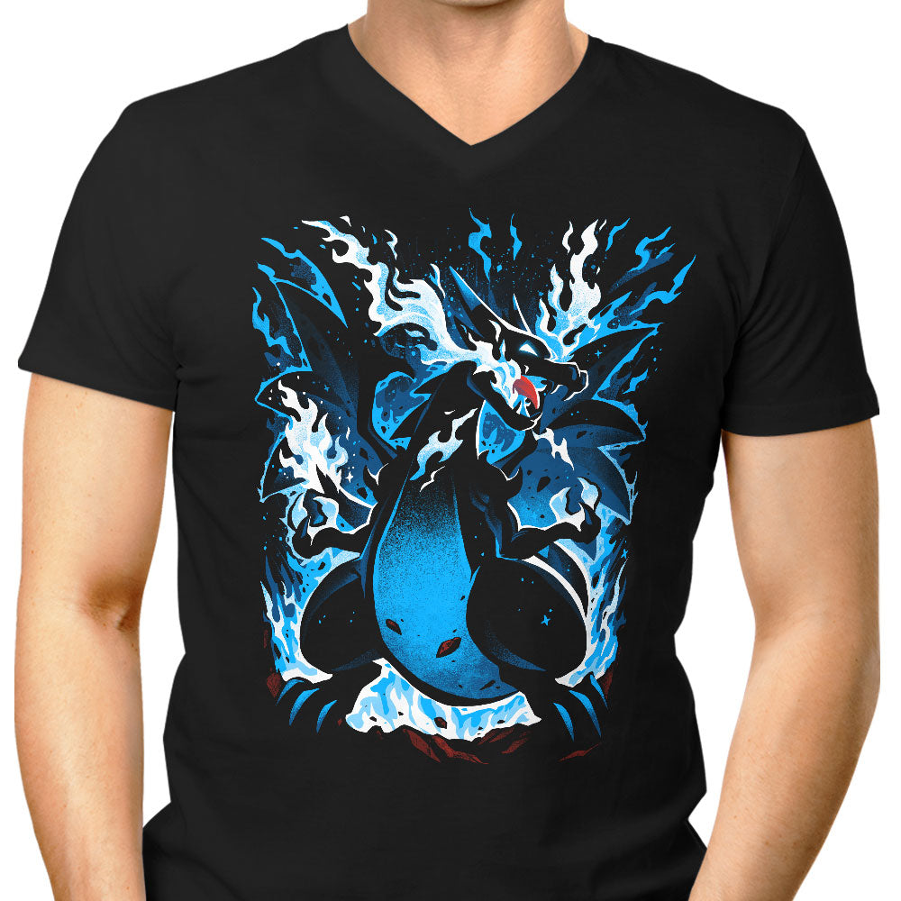 Roaring Blue Flames Men's V-Neck - Adult & Kids T-Shirts, Sweatshirts & Hoodies apparel design preview 1
