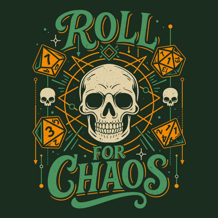 Roll for Chaos - Adult & Kids T-Shirts, Sweatshirts & Hoodies apparel design preview 2