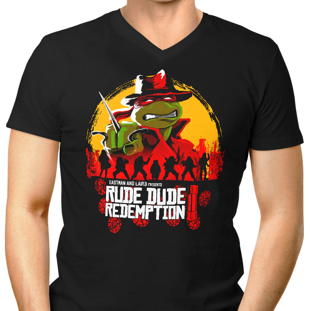 Rude Dude Redemption Men's V-Neck - Adult & Kids T-Shirts, Sweatshirts & Hoodies apparel design preview 1