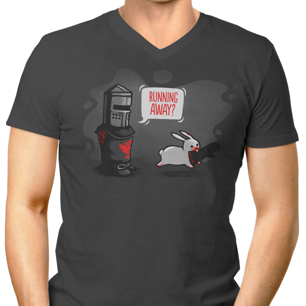 Running Away Men's V-Neck - Adult & Kids T-Shirts, Sweatshirts & Hoodies apparel design preview 1