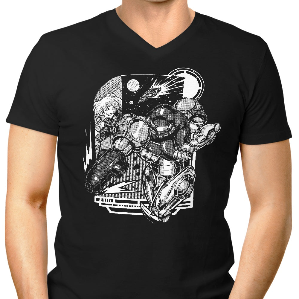 Running in Space Men's V-Neck - Adult & Kids T-Shirts, Sweatshirts & Hoodies apparel design preview 1