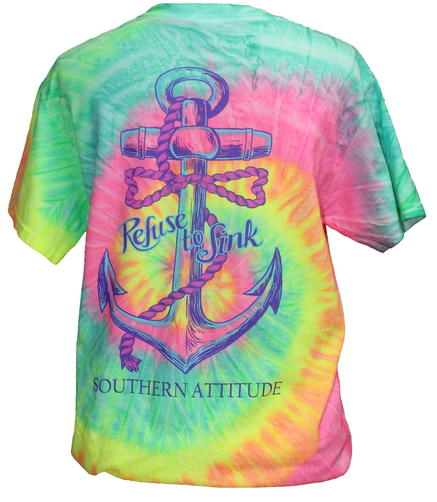 Southern Attitude Refuse To Sink Anchor Tie Dye - Adult & Kids T-Shirts, Sweatshirts & Hoodies apparel design preview 2