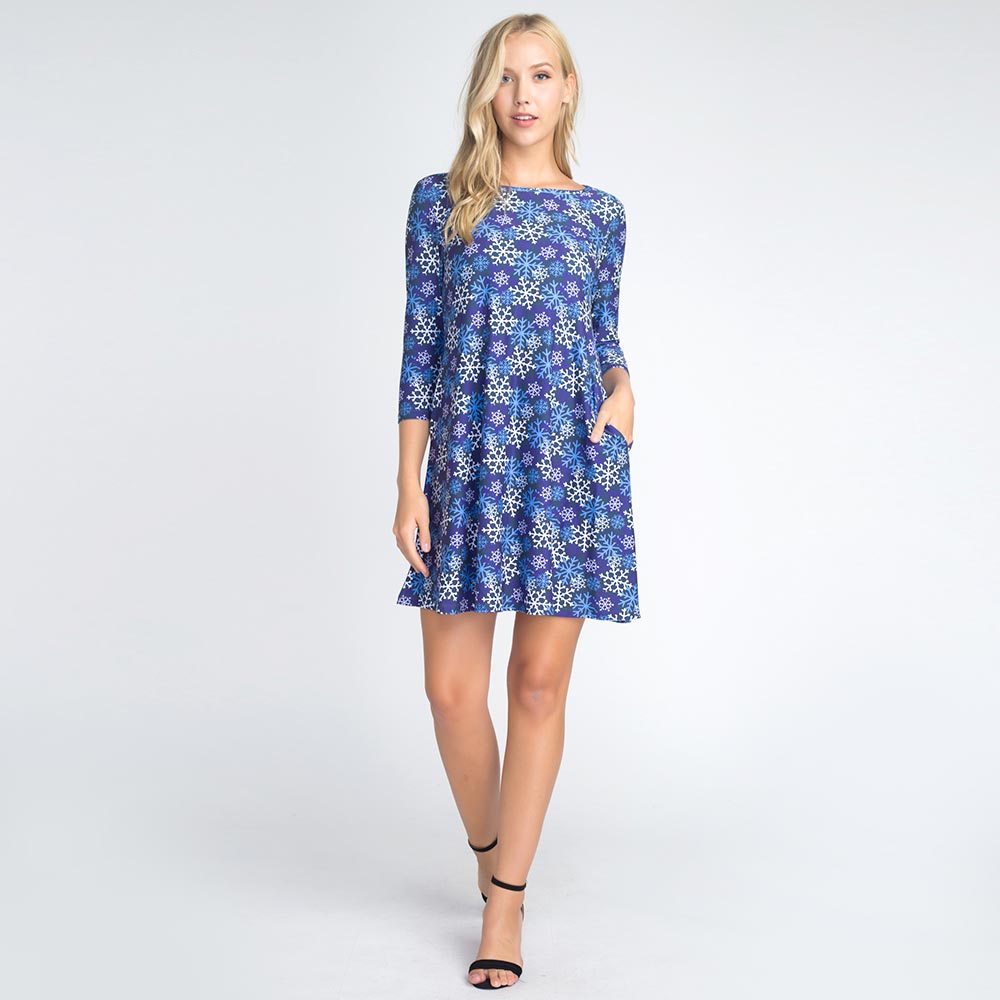 Christmas Snowflake Print Holiday Casual A-Line Dress - Adult & Kids T-Shirts, Sweatshirts & Hoodies apparel design preview 1