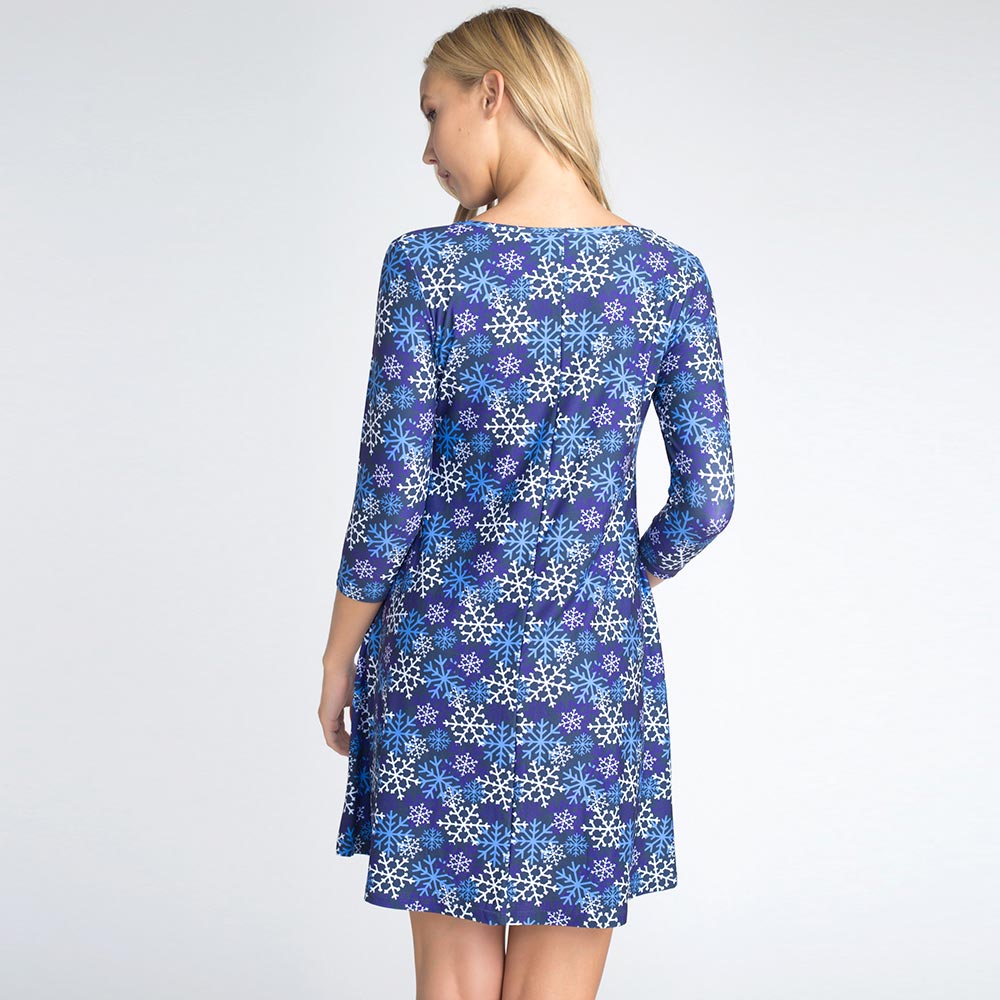 Christmas Snowflake Print Holiday Casual A-Line Dress - Adult & Kids T-Shirts, Sweatshirts & Hoodies apparel design preview 2