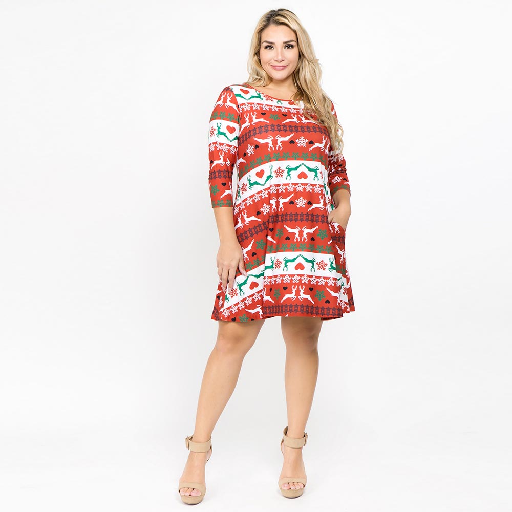 Christmas Fair Isle Reindeer Print Holiday Casual - Adult & Kids T-Shirts, Sweatshirts & Hoodies apparel design preview 1