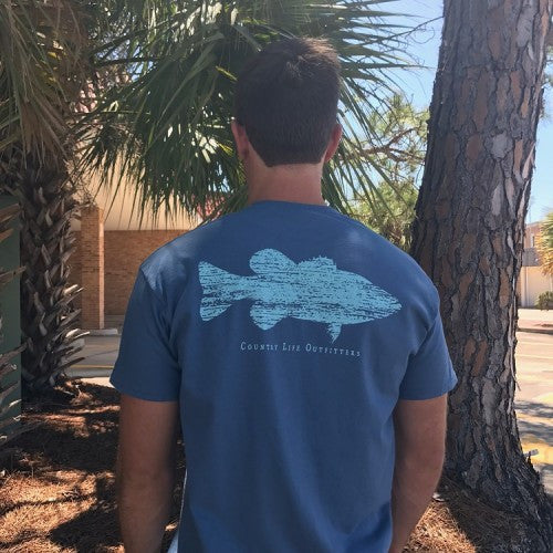 Country Life Outfitters Vintage Wood Bass Fish - Adult & Kids T-Shirts, Sweatshirts & Hoodies apparel design preview 1