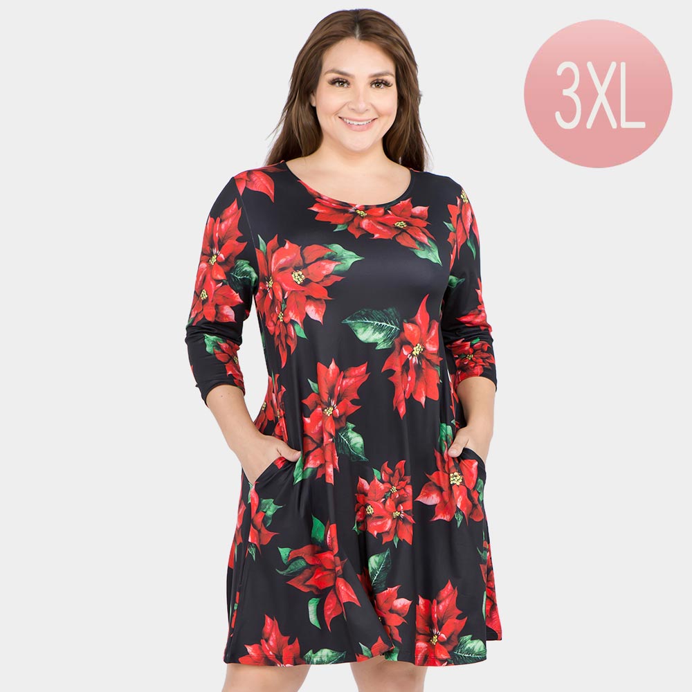 Christmas Poinsettia Flower Print Holiday Casual - Adult & Kids T-Shirts, Sweatshirts & Hoodies apparel design preview 1