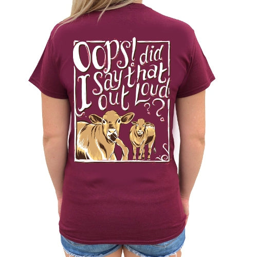 Southern Attitude Preppy Oops Did I Say That Cow - Adult & Kids T-Shirts, Sweatshirts & Hoodies apparel design preview 1