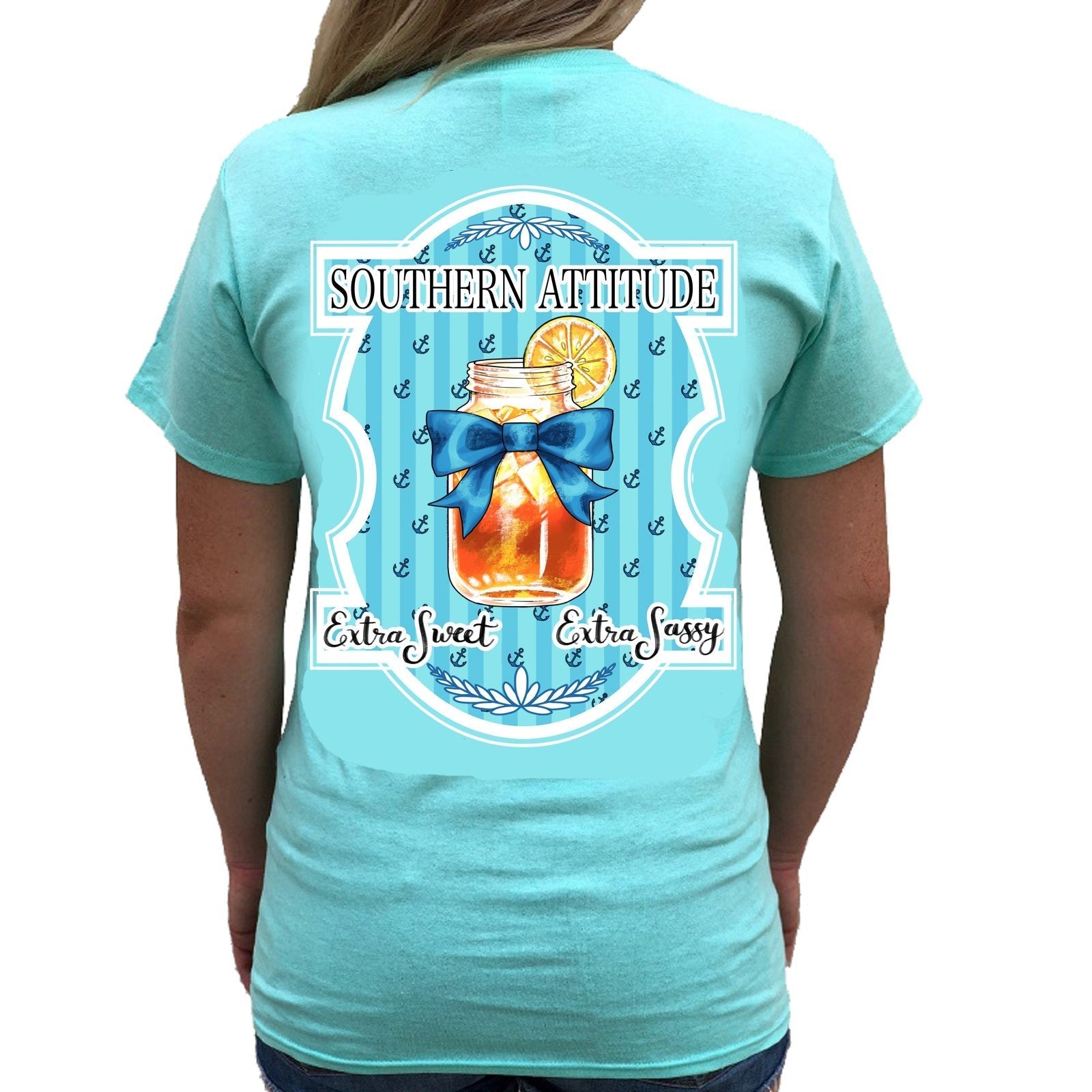 Southern Attitude Extra Sweet Sassy Tea Mason Jar - Adult & Kids T-Shirts, Sweatshirts & Hoodies apparel design preview 2