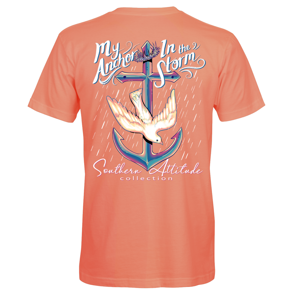 Southern Attitude Anchor In The Storm Coral - Adult & Kids T-Shirts, Sweatshirts & Hoodies apparel design preview 2