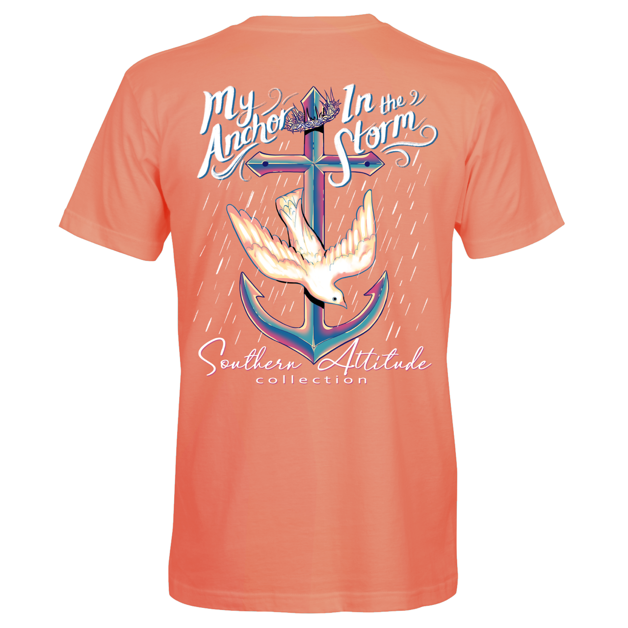 Southern Attitude Anchor In The Storm Coral - Adult & Kids T-Shirts, Sweatshirts & Hoodies apparel design preview 2