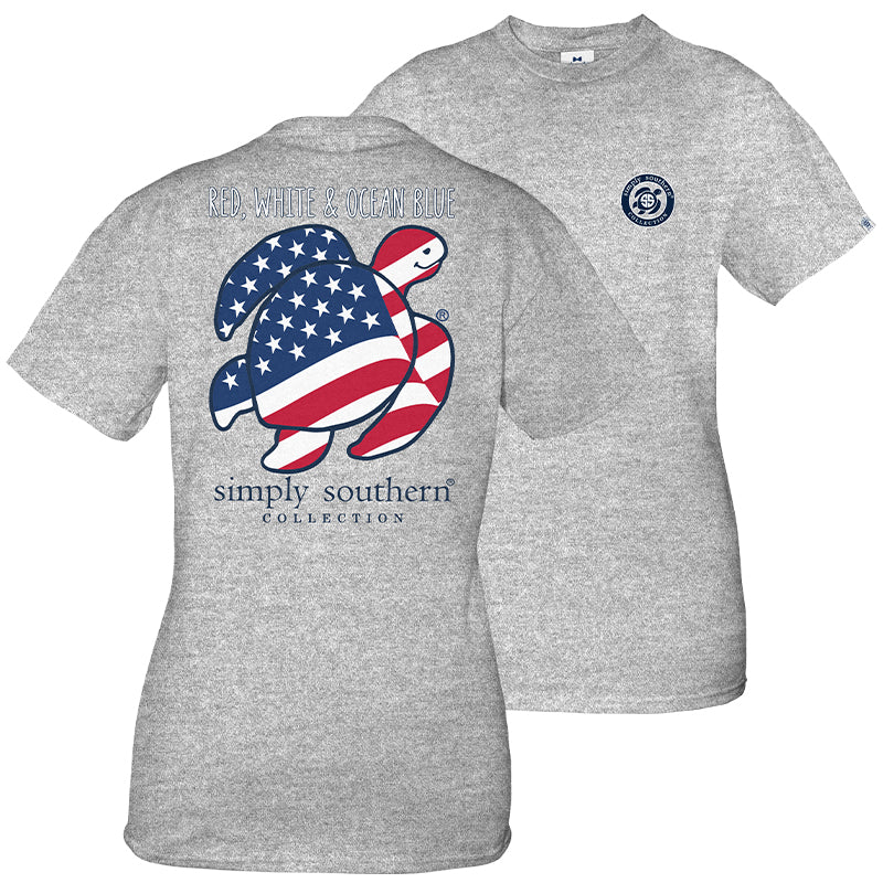 SALE Simply Southern Preppy Save The Turtles USA Flag - Adult & Kids T-Shirts, Sweatshirts & Hoodies apparel design preview 1