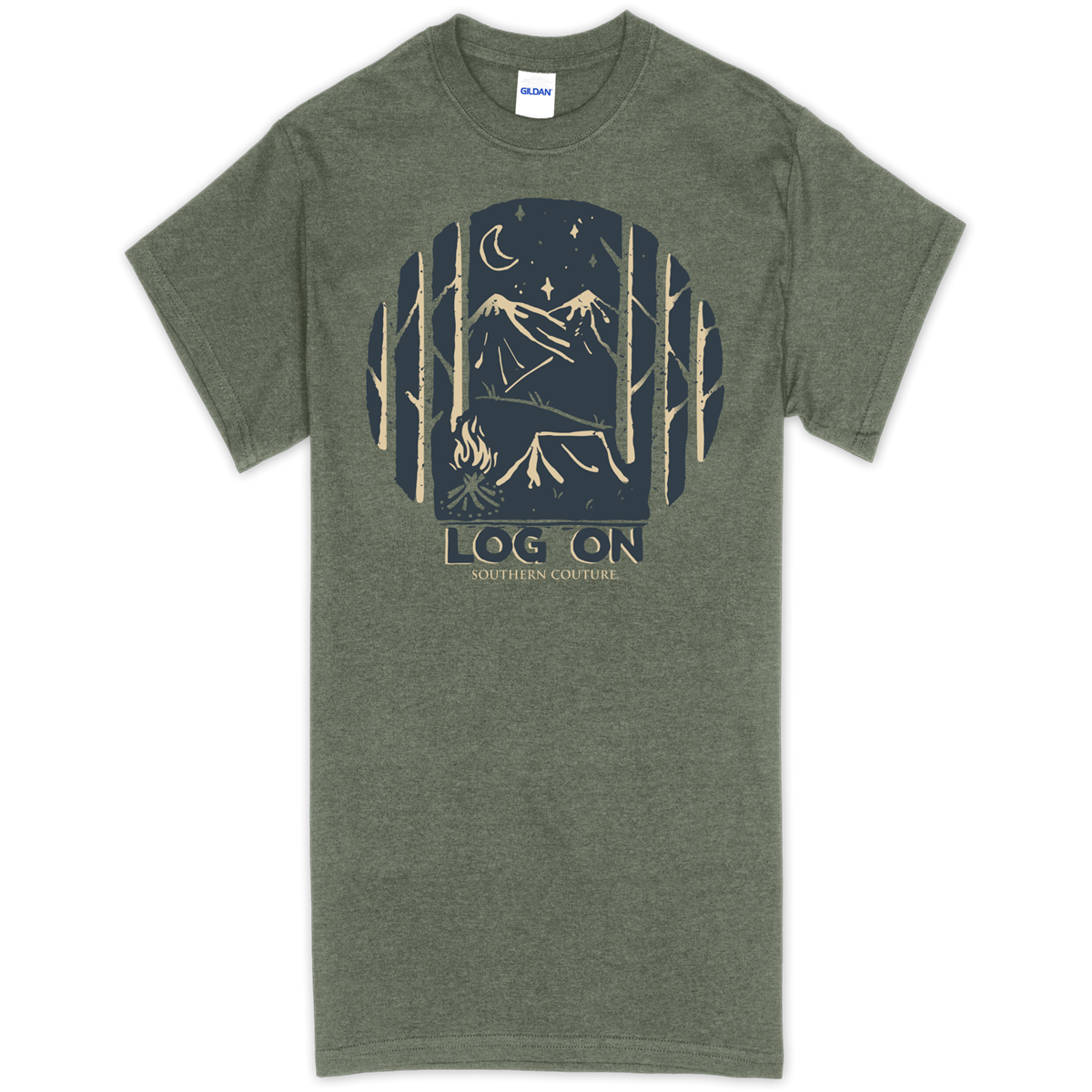 Southern Couture Log On Outdoors Camping Soft - Adult & Kids T-Shirts, Sweatshirts & Hoodies apparel design preview 2
