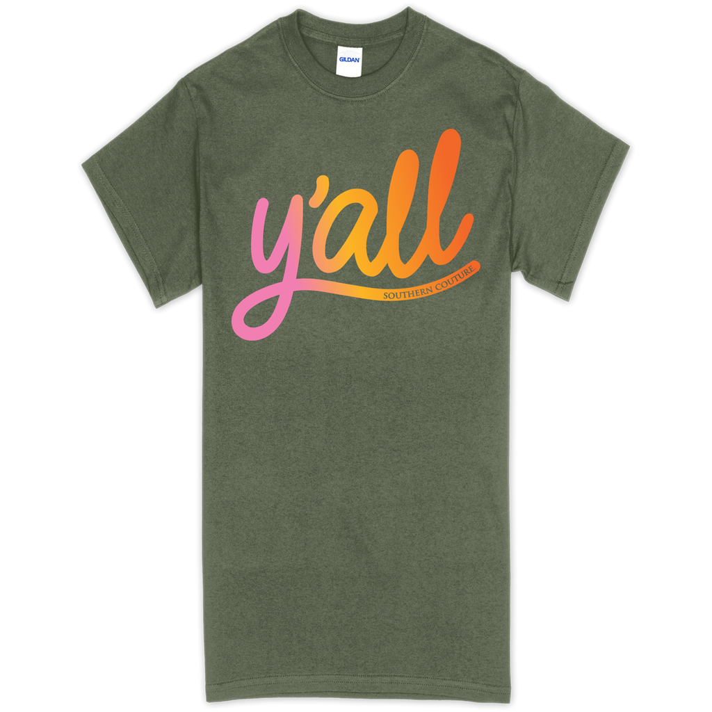 Southern Couture Y'All Military Green Soft - Adult & Kids T-Shirts, Sweatshirts & Hoodies apparel design preview 1