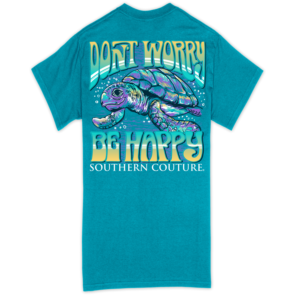 Southern Couture Classic Don't Worry Be Happy Turtle - Adult & Kids T-Shirts, Sweatshirts & Hoodies apparel design preview 1