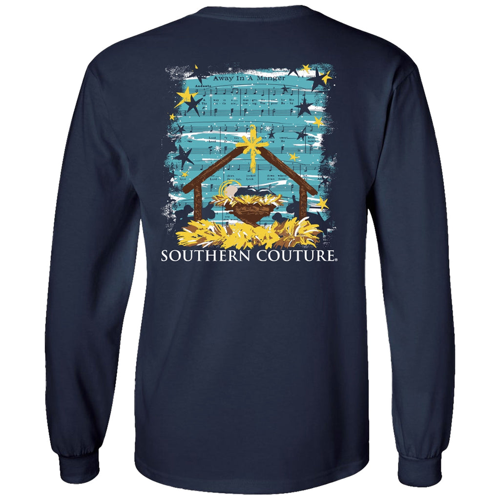 Southern Couture Classic Away in a Manger Scene - Adult & Kids T-Shirts, Sweatshirts & Hoodies apparel design preview 1