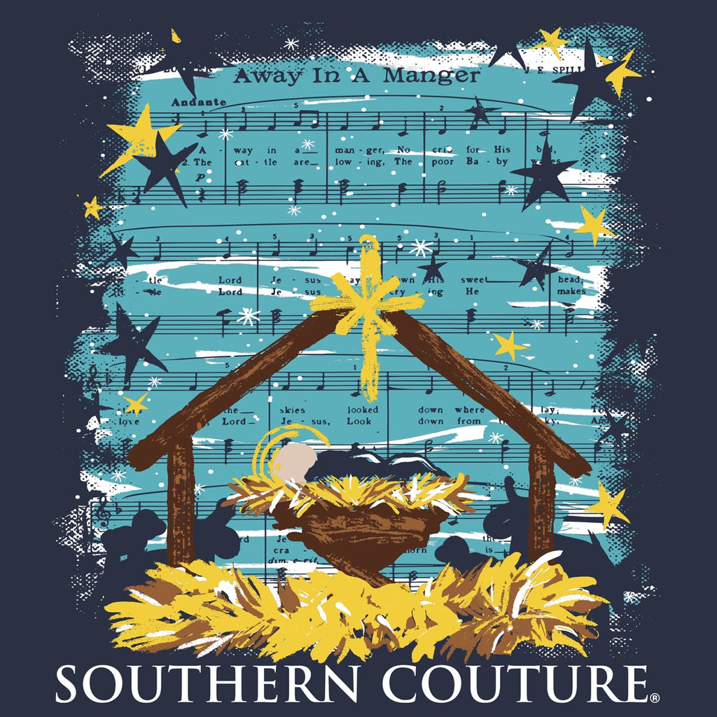 Southern Couture Classic Away in a Manger Scene - Adult & Kids T-Shirts, Sweatshirts & Hoodies apparel design preview 2