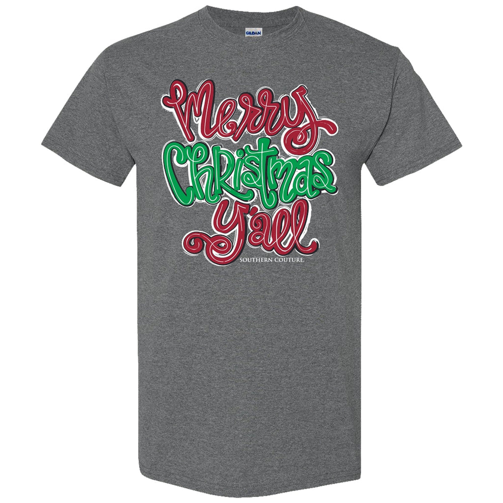 Southern Couture Merry Christmas Y'All Soft - Adult & Kids T-Shirts, Sweatshirts & Hoodies apparel design preview 1
