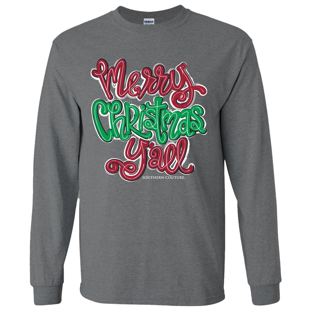 Southern Couture Merry Christmas Y'All Soft - Adult & Kids T-Shirts, Sweatshirts & Hoodies apparel design preview 1