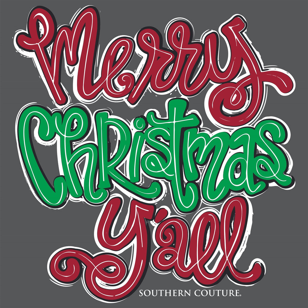 Southern Couture Merry Christmas Y'All Soft - Adult & Kids T-Shirts, Sweatshirts & Hoodies apparel design preview 2