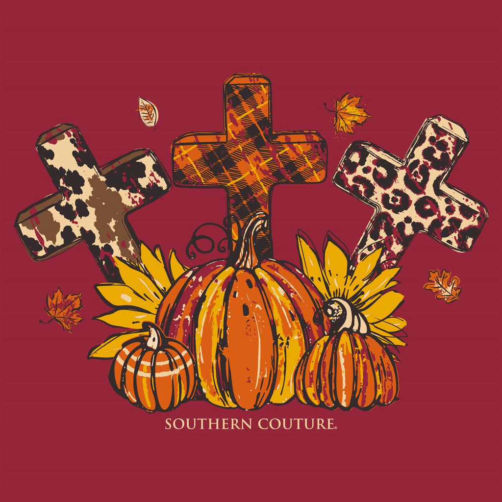 Southern Couture Fall Patterned Crosses Soft - Adult & Kids T-Shirts, Sweatshirts & Hoodies apparel design preview 2