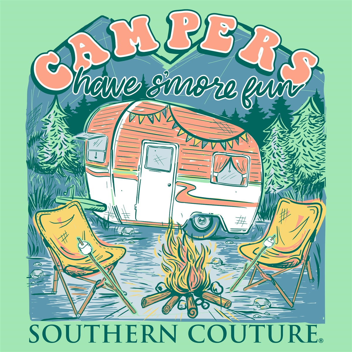 Southern Couture Classic Campers Have Smore Fun - Adult & Kids T-Shirts, Sweatshirts & Hoodies apparel design preview 2
