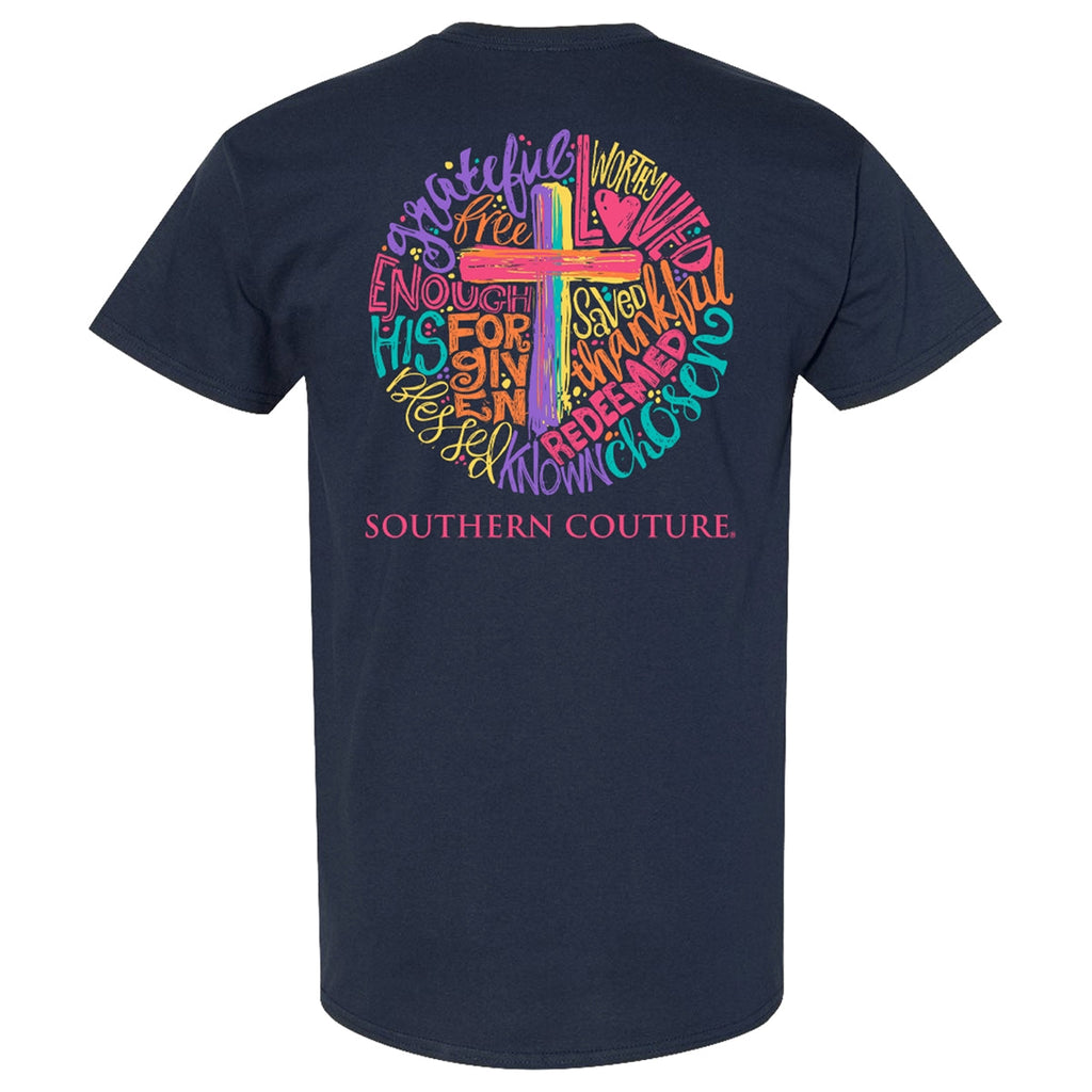 Southern Couture Classic Brushstroke Cross Circle - Adult & Kids T-Shirts, Sweatshirts & Hoodies apparel design preview 2