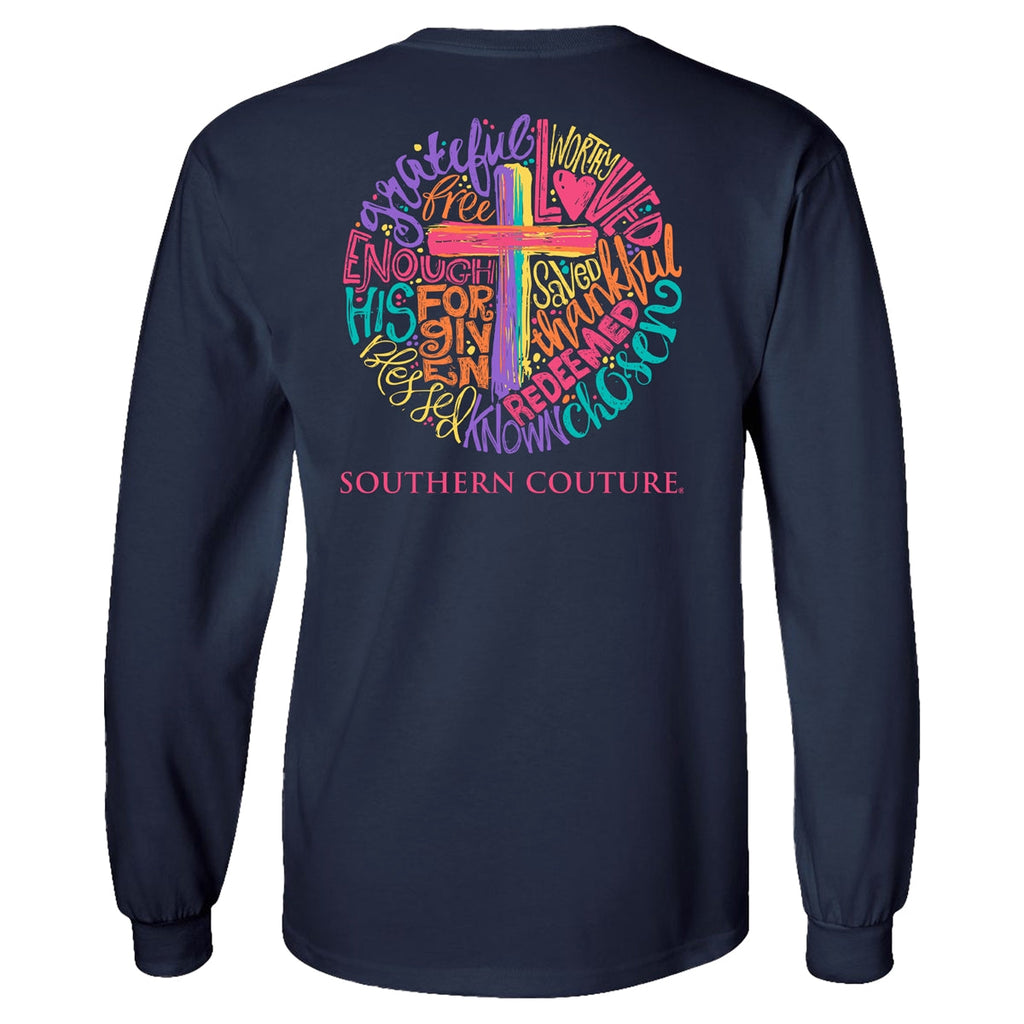 Southern Couture Classic Brushstroke Cross Circle - Adult & Kids T-Shirts, Sweatshirts & Hoodies apparel design preview 2