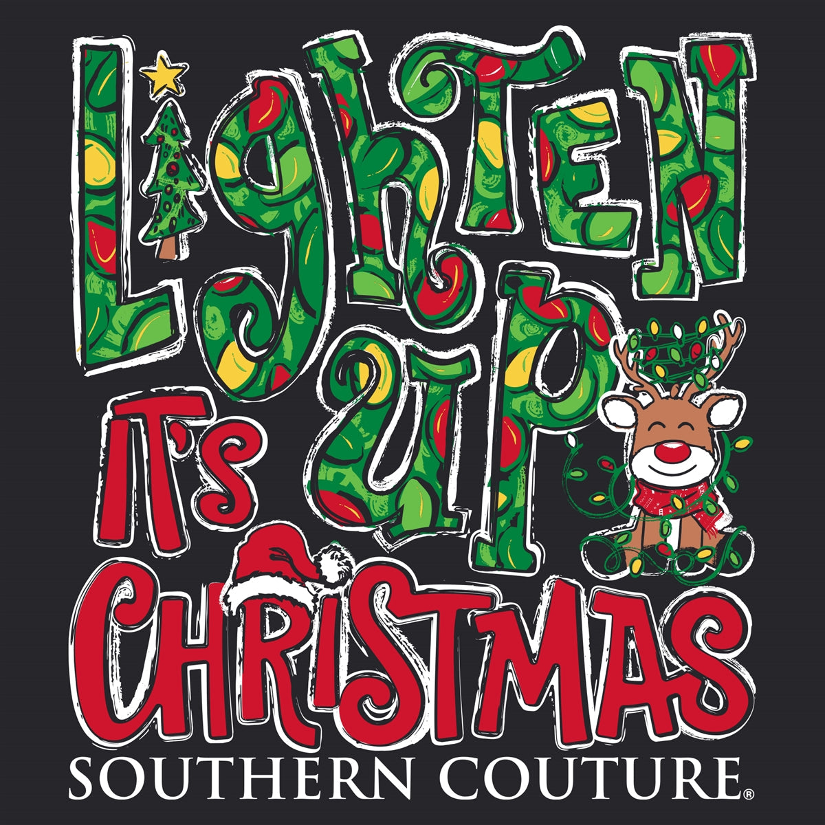 Southern Couture Lighten Up It's Christmas - Adult & Kids T-Shirts, Sweatshirts & Hoodies apparel design preview 2