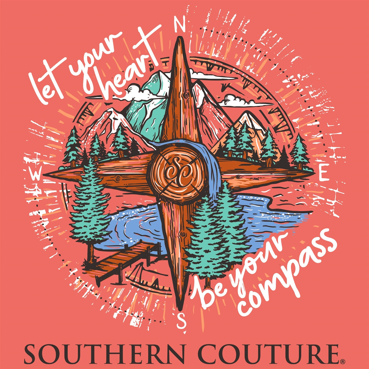 Southern Couture Heart Be Your Compass Comfort Colors - Adult & Kids T-Shirts, Sweatshirts & Hoodies apparel design preview 2