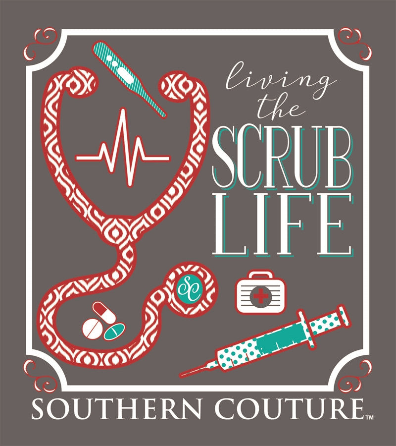 Southern Couture Preppy Living The Scrub Life Nurse - Adult & Kids T-Shirts, Sweatshirts & Hoodies apparel design preview 2