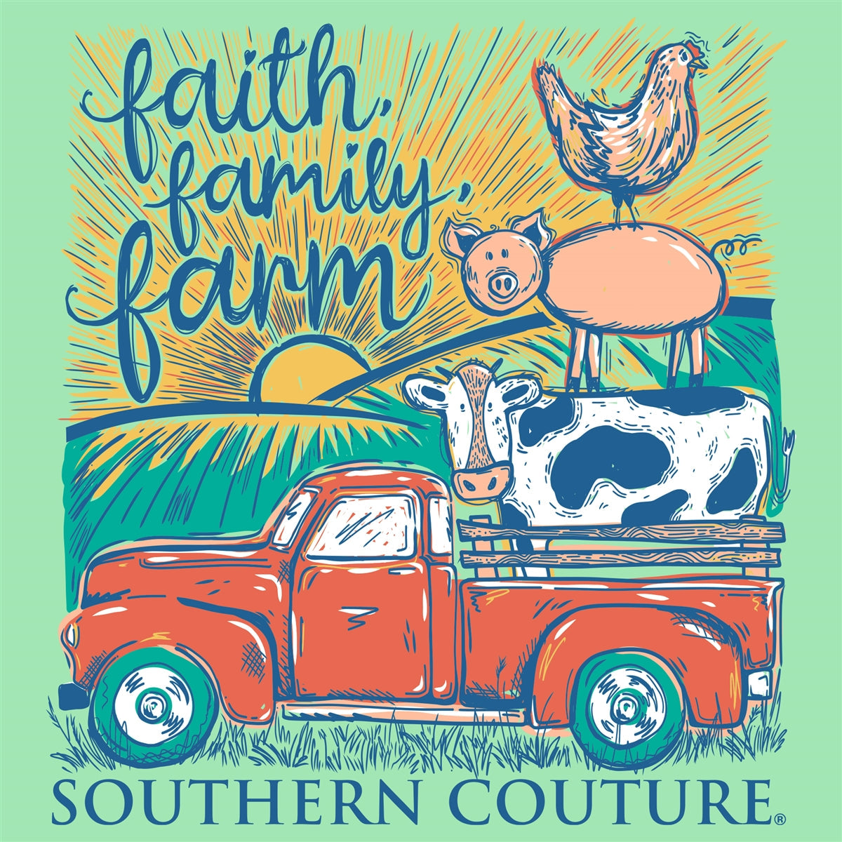 Southern Couture Classic Faith Family Farm - Adult & Kids T-Shirts, Sweatshirts & Hoodies apparel design preview 2