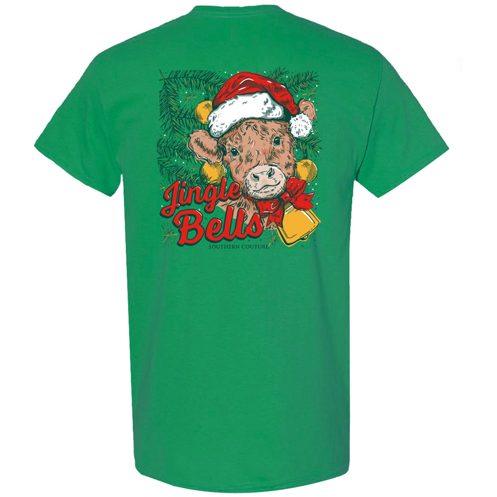 Southern Couture Classic Jingle Bells Cow Holiday - Adult & Kids T-Shirts, Sweatshirts & Hoodies apparel design preview 2