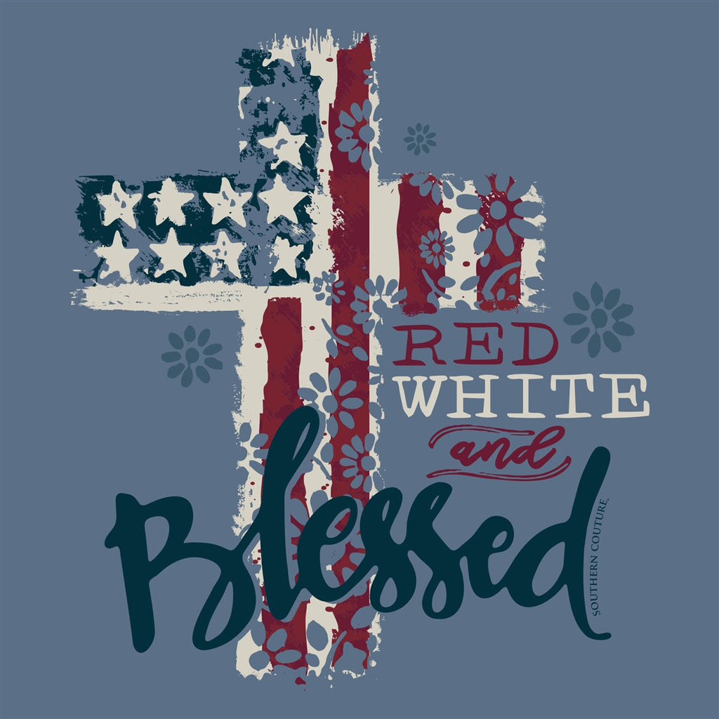 Southern Couture Soft Red, White And Blessed USA - Adult & Kids T-Shirts, Sweatshirts & Hoodies apparel design preview 2