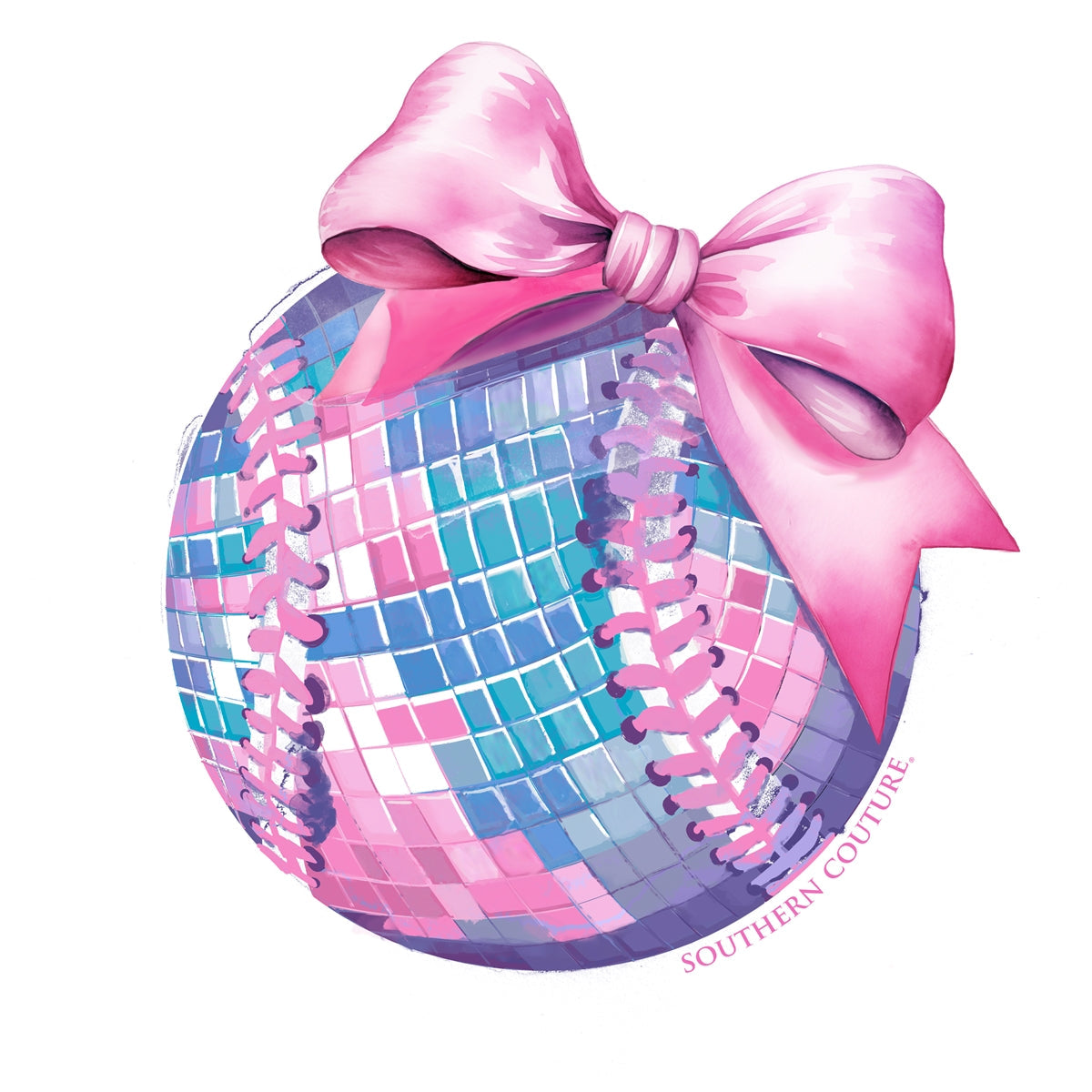 Southern Couture Soft Disco Baseball Bow - Adult & Kids T-Shirts, Sweatshirts & Hoodies apparel design preview 2