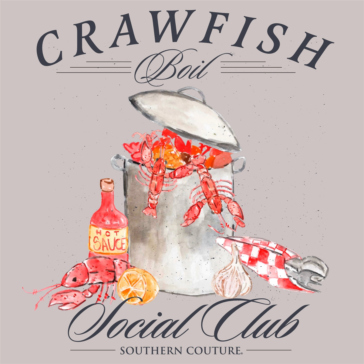 Southern Couture Soft Crawfish Social Club - Adult & Kids T-Shirts, Sweatshirts & Hoodies apparel design preview 2