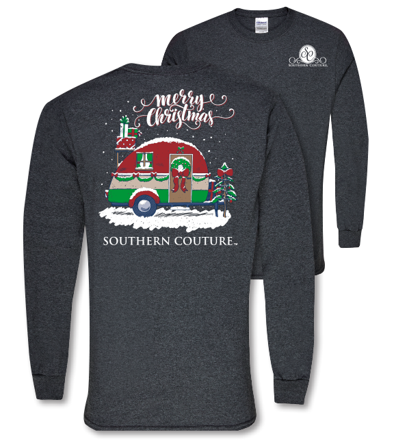 Southern Couture Preppy Christmas Camper Holiday - Adult & Kids T-Shirts, Sweatshirts & Hoodies apparel design preview 1
